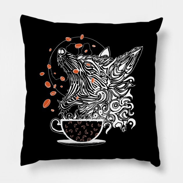 Coffee Wolf (Reversed) Pillow by Artist Layne