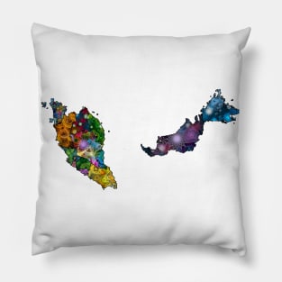 Spirograph Patterned Malaysia States and Territories Map Pillow