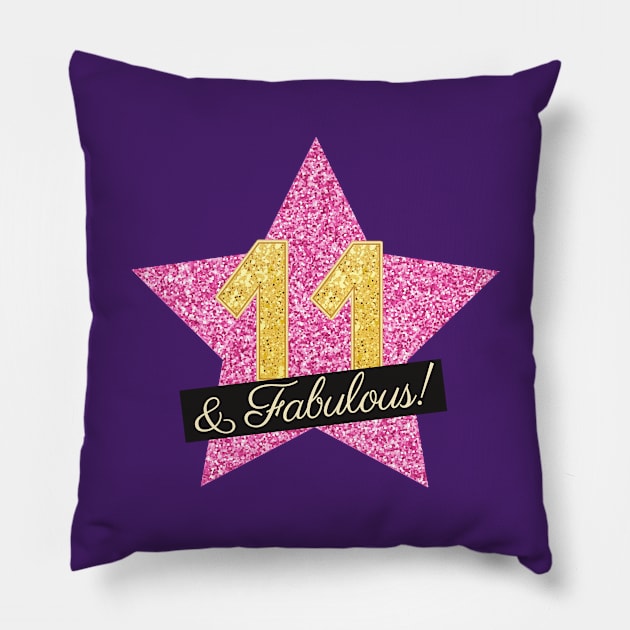 11th Birthday Gifts Women Fabulous - Pink Gold Pillow by BetterManufaktur