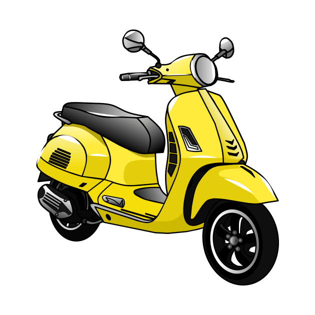 Moped motorcycle cartoon illustration by Miss Cartoon