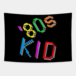 '80s Kid. Colorful Retro Design. (Black Background) Tapestry