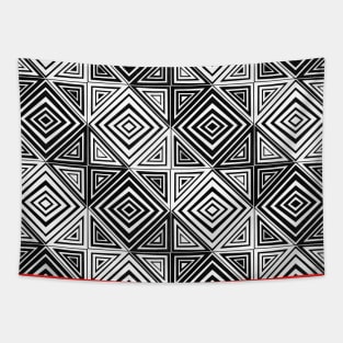 Monochrome Abstract Geometric Pattern Mud Cloth Tapestry