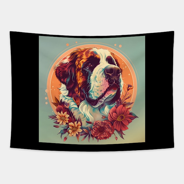 Saint Bernard in 70's Tapestry by NatashaCuteShop