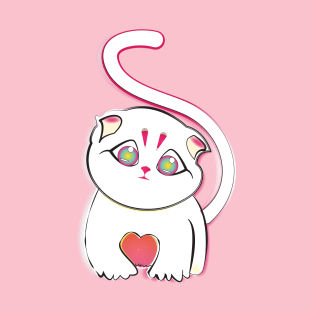 pink cat with a big heart T-Shirt