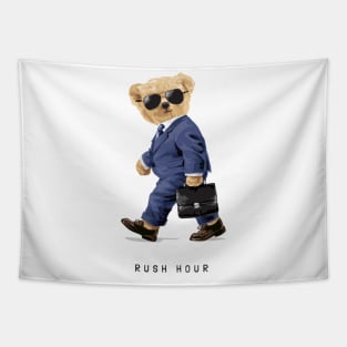 Business bear design "Rush hour" Tapestry