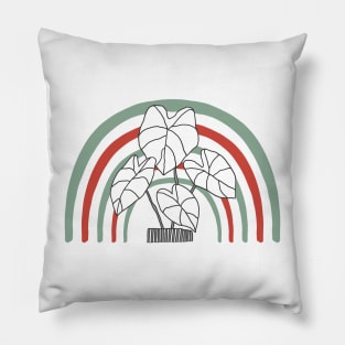 Plants Alocasia Rainbow Pattern Hand Drawing Pillow