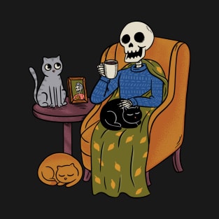 Cozy Skeleton and cats T-Shirt
