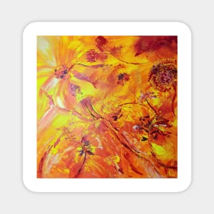 Abstract Flowers - yellow red Magnet