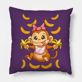 Baby Monkey Bananas Pillow