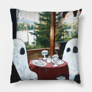 Ghosts on a Dinner Date Pillow