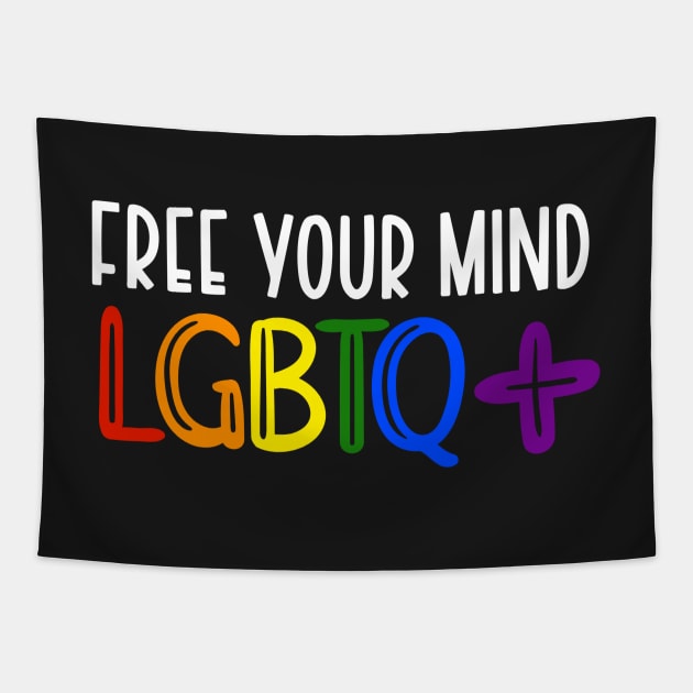 Free Your Mind LGBTQ+ Design Tapestry by OTM Sports & Graphics