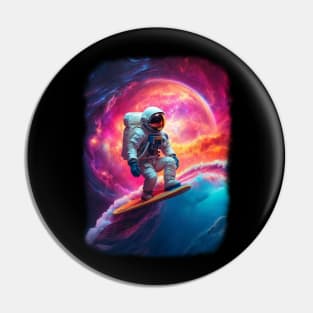 Astronaut surfing a Galactic Wave Pin