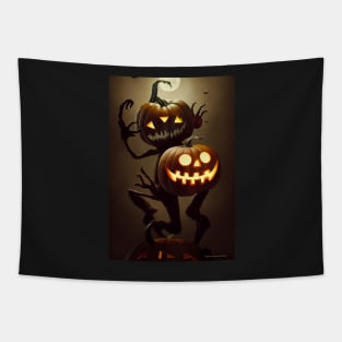 Halloween monster with scary pumpkin head Tapestry