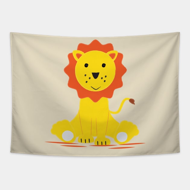 Cute lion Tapestry by grafart