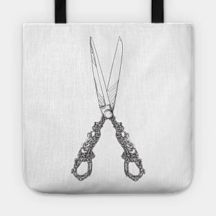 Vintage scissors black and white lineart Tote