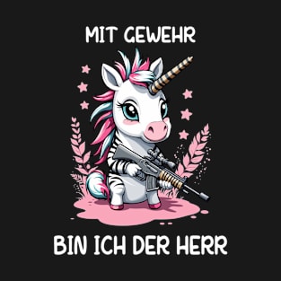 Einhorn mit Jagdgewehr T-Shirt