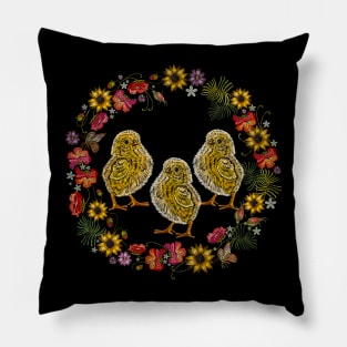 chicks wreath flower Pillow