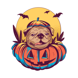 Funny Bat Pumpkin Halloween Costume, Pugloween Pugkin Pug Dog T-Shirt