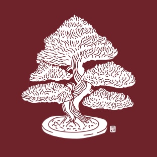 Bonsai Woodblock White T-Shirt