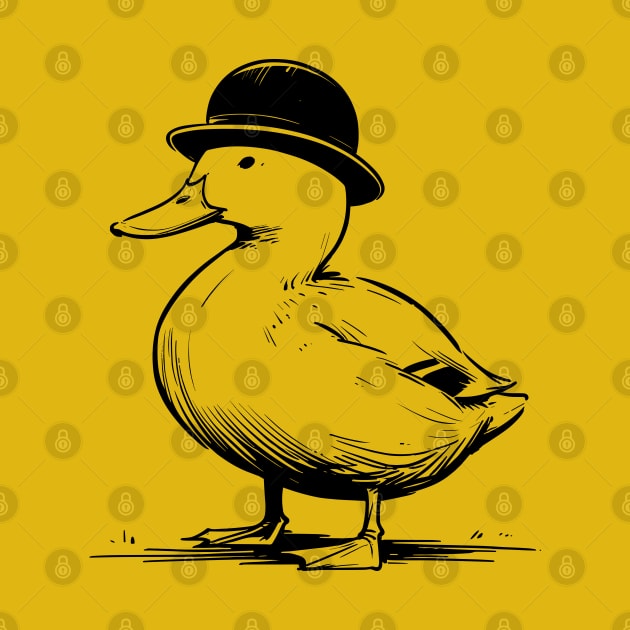 duck wearing a bowler hat by Yopi