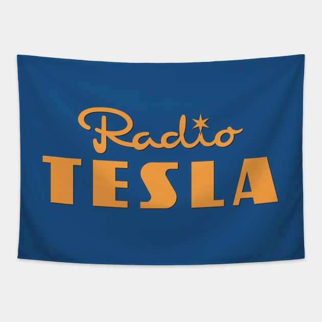 Radio Tesla Orange Tapestry by Ekliptik