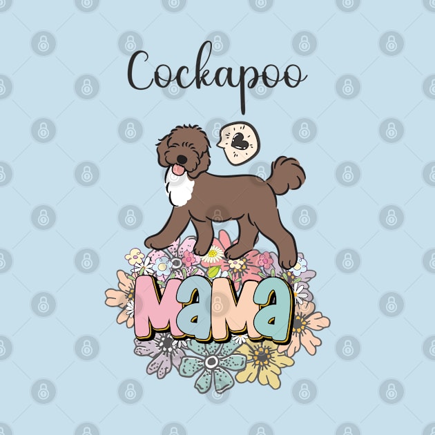 White and Chocolate Brown Cockapoo Mama 4 by LulululuPainting