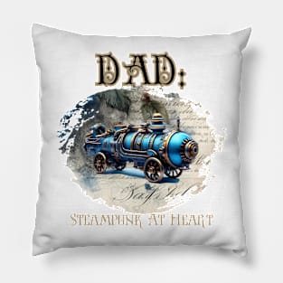 Dad: Steampunk At Heart Vintage Locomotive - Golden Version Pillow