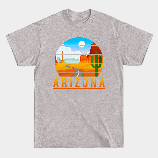 Disover Arizona Desert Road and Saguaro Cactus - Arizona - T-Shirt