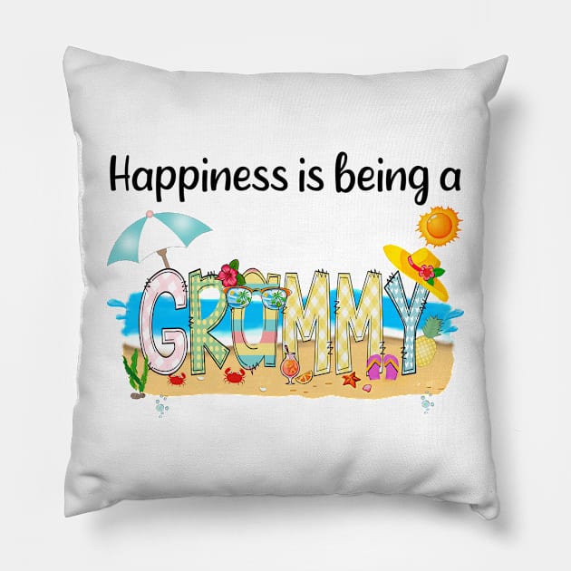 Happiness Is Being A Grammy Summer Beach Happy Mother's Day T-Shirt Pillow by KIMIKA