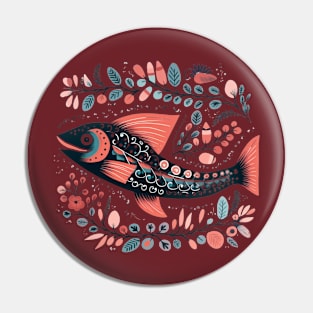 A Cute Salmon Scandinavian Art Style Pin