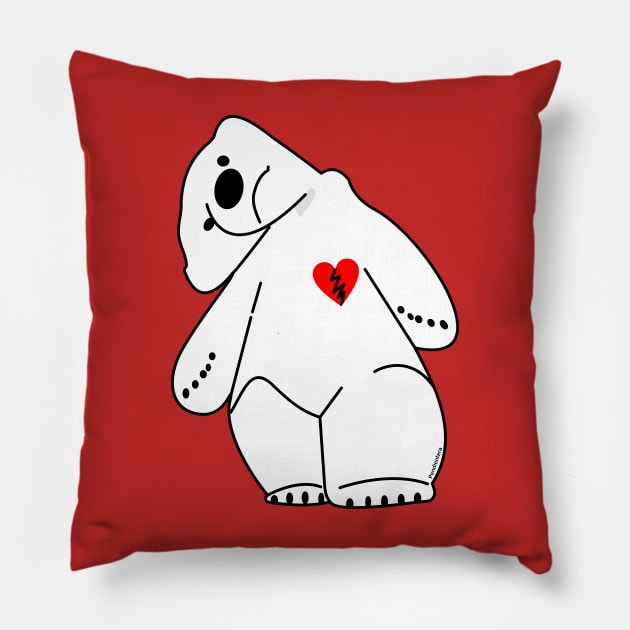 Polar Bear broken heart Pillow by Pendientera