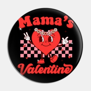 Retro Groovy Mama is My Valentine Cute Heart Boys Girls Kids Pin