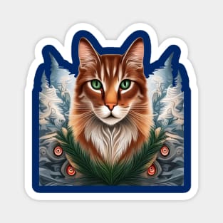 State Cat With White Pine Maine State Tattoo Art Magnet