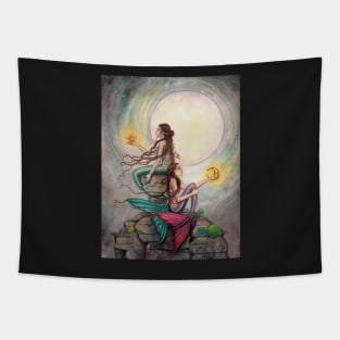 Gemini Mermaids Fantasy Art Illustration by Molly Harrison Tapestry