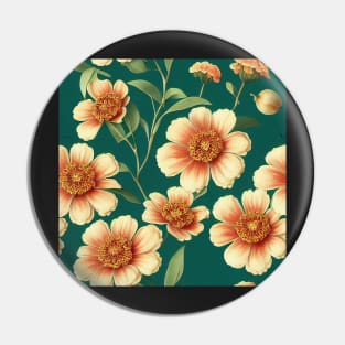 Bright Orange and Cream Flowers Pin