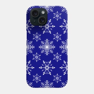 White Snowflakes in Blue Phone Case