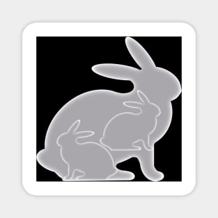 Black and White Rabbit Triads Magnet