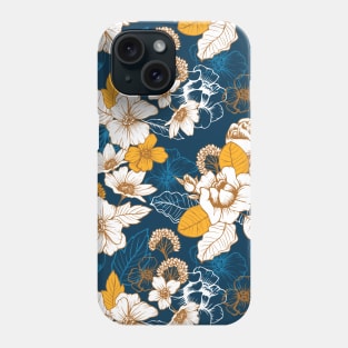 Navy and Gold Flowers Seamless Pattern Phone Case