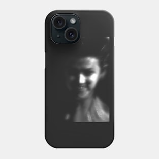 Portrait, digital collage, special processing. Weird, yet so charming, so beautiful girl. Heart of dark side. Grayscale. Phone Case