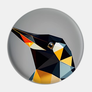 Triangle Penguin - Abstract polygon animal face staring Pin