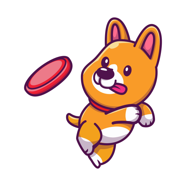 Cute Corgi Playing Frisbee by Catalyst Labs