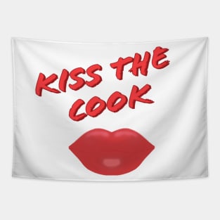 Kiss The Cook Red Lips (White Background) Tapestry