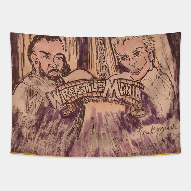 Roman Reigns VS Cody Rhodes WWE WrestleMania 39 Goes Hollywoo Tapestry by TheArtQueenOfMichigan 