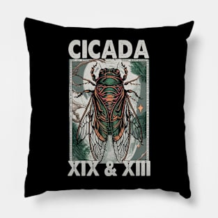 Cicada Invasion 2024 tarot card brood  XIX & XIII Pillow