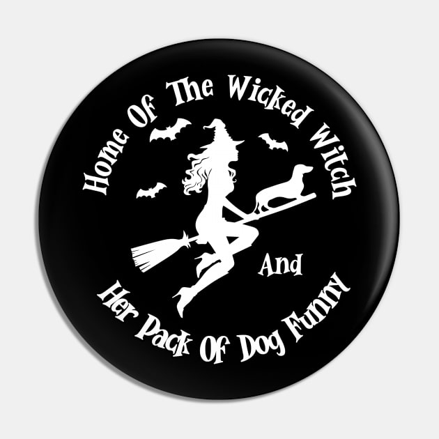 Home Of The Wicked Witch And Her Pack Of Dog Funny Halloween Pin by Rene	Malitzki1a