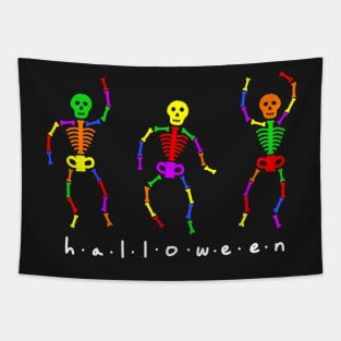 Rainbow Halloween Skeleton Tapestry