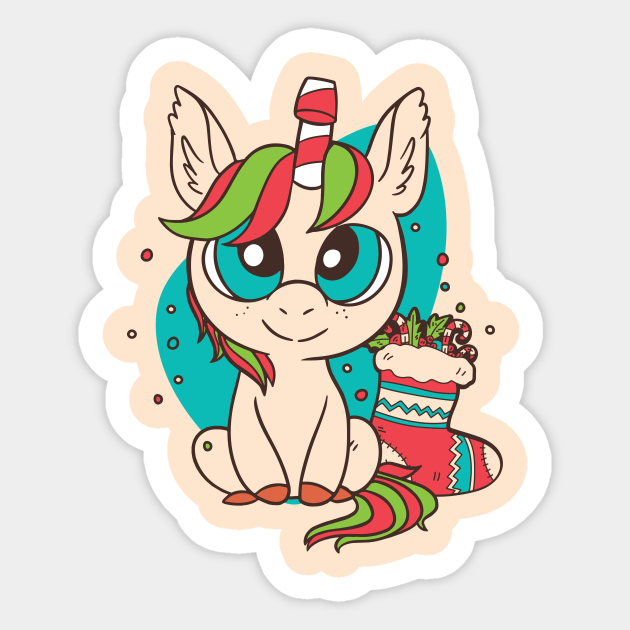 Download Cute Christmas Unicorn Christmas Unicorn Sticker Teepublic