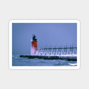 Frozen South Haven Lighthouse Magnet