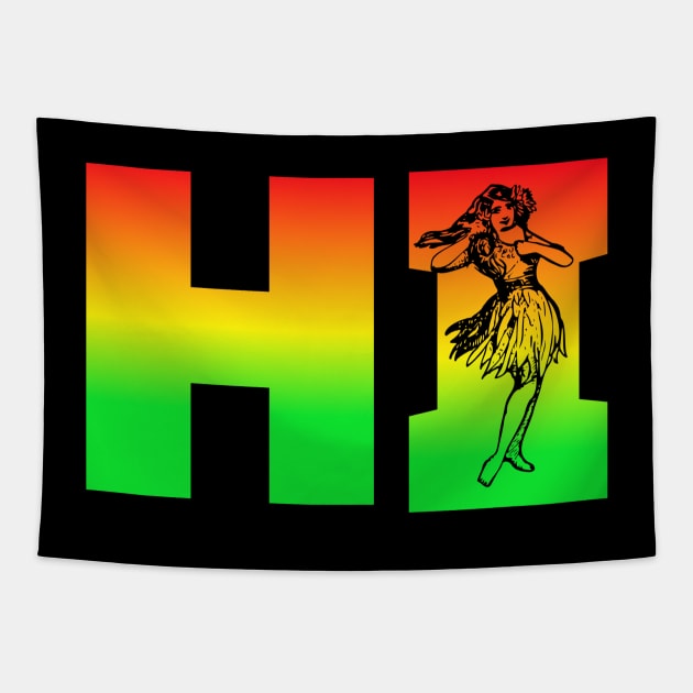 Hawaii Hawaiian Hi Rasta colors hula girl Tapestry by Coreoceanart