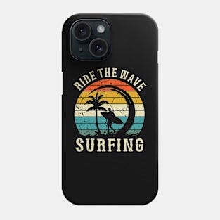 Surfer Ride the Wave Beach Summer Gifts, Surfing retro Vintage Phone Case